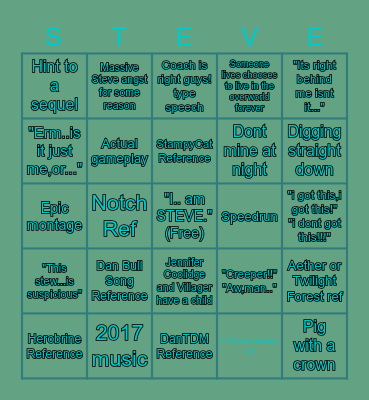 A MINECRAFT MOVIE BINGO Card