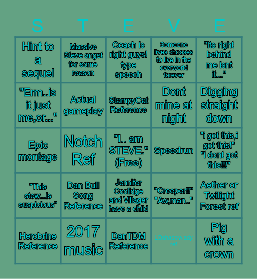 A MINECRAFT MOVIE BINGO Card