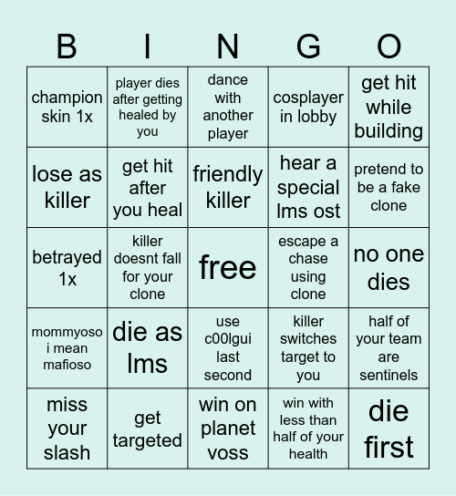 gios forsaken bingo Card