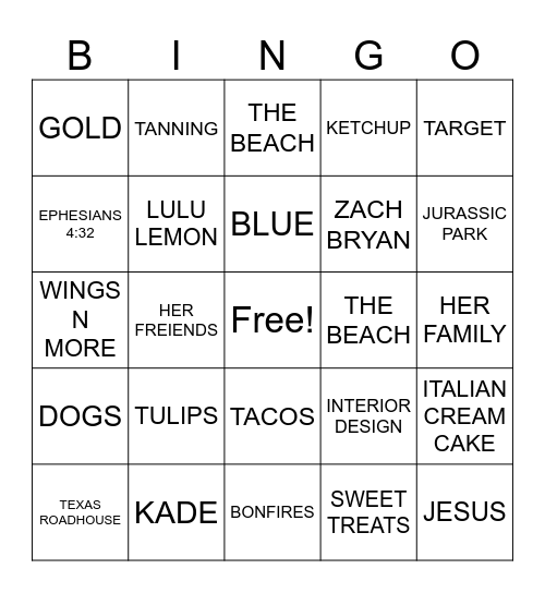 SAILOR'S FAVORITES Bingo Card