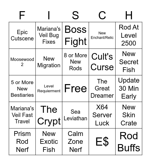 2nd Sea Bingo Card