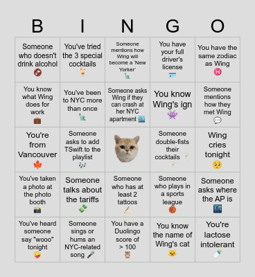 ✨Wing Goes Bingo✨ Bingo Card