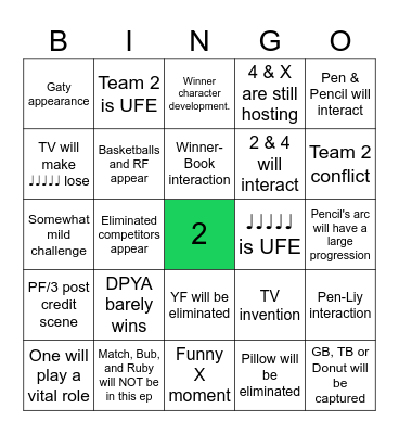 TPOT 17 BINGO prediction. Bingo Card