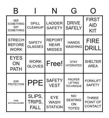 AFE Safety Bingo!! Bingo Card