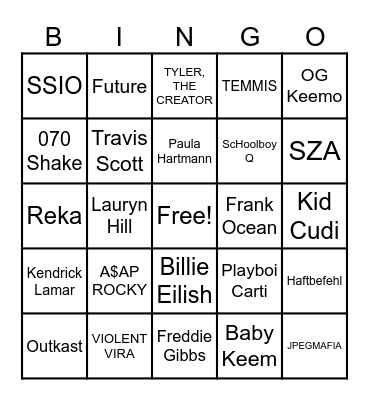 Saso's Musik Geschmack Bingo Card