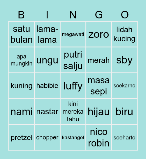Gwendolyn Ruth Bingo Card