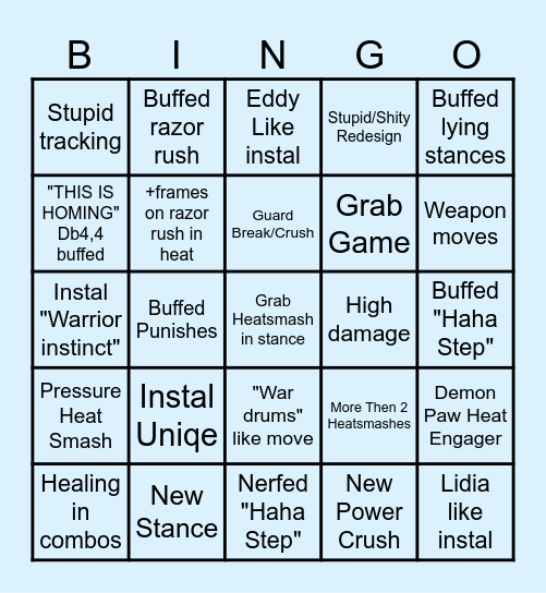 Lei Wulong if S2 Bingo Card