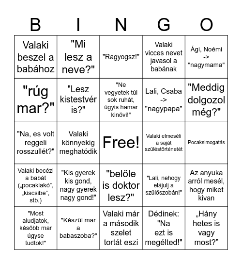 BINGO BABY Bingo Card
