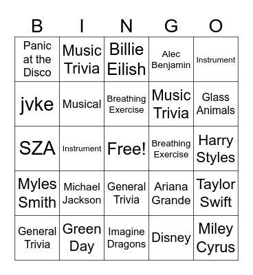 Music BINGO Card