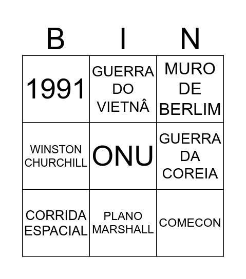 GUERRA FRIA Bingo Card