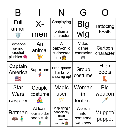 Galaxy Con Bingo Card