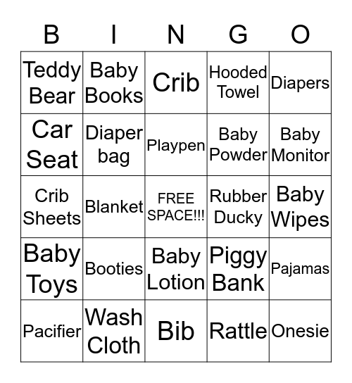Baby shower bingo  Bingo Card