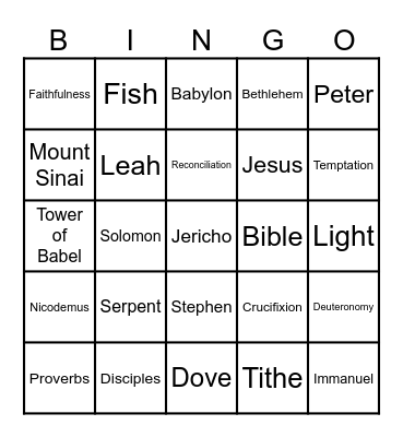 BIBLE BINGO Card