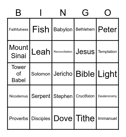 BIBLE BINGO Card