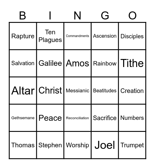 BIBLE BINGO Card