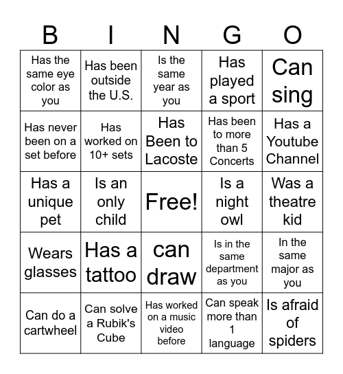Find Someone Who... Bingo Card