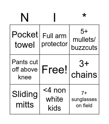 Wakeland baseball Bingo Card