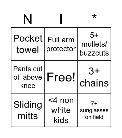 Wakeland baseball Bingo Card