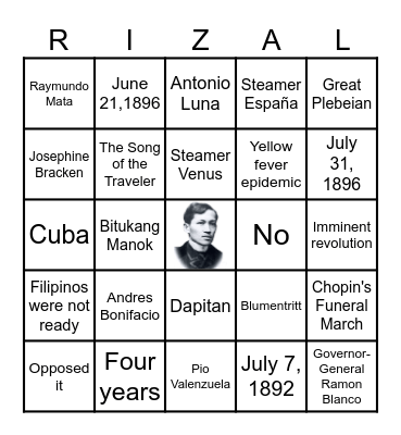 RIZAL BINGO Card