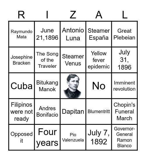 RIZAL BINGO Card
