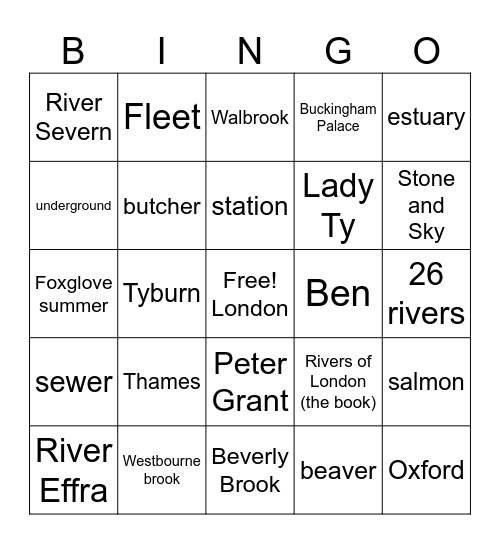 Rivers of London Bingo Card