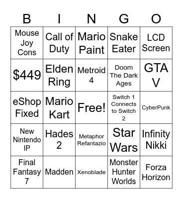 Untitled Bingo Card