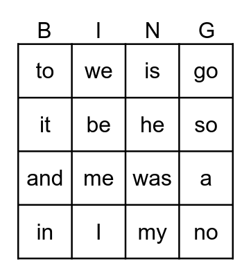 Sight Word Bingo - Kindergarten Single/Double Letters Bingo Card