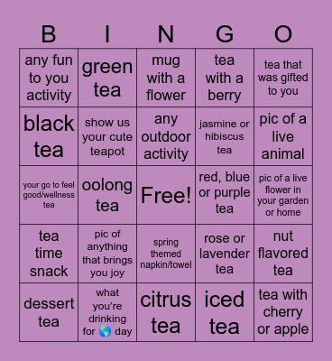 Springtime Bingo Card