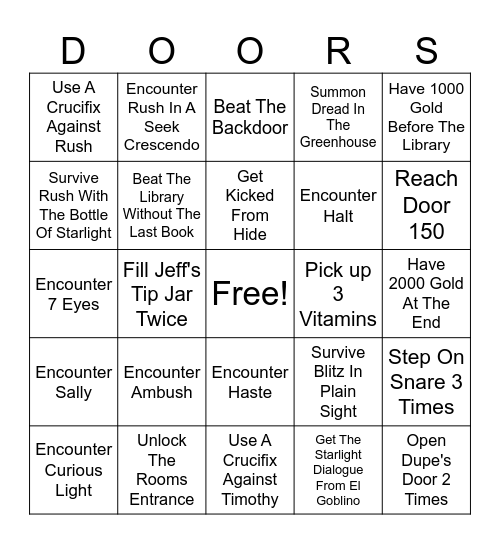 DOORS Bingo Card