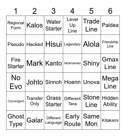 SV Surprise Trade Bingo Card