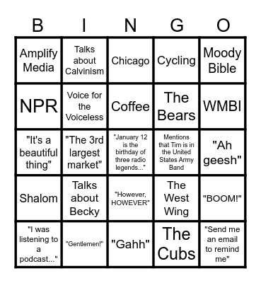 Dr. Perry Bingo Card