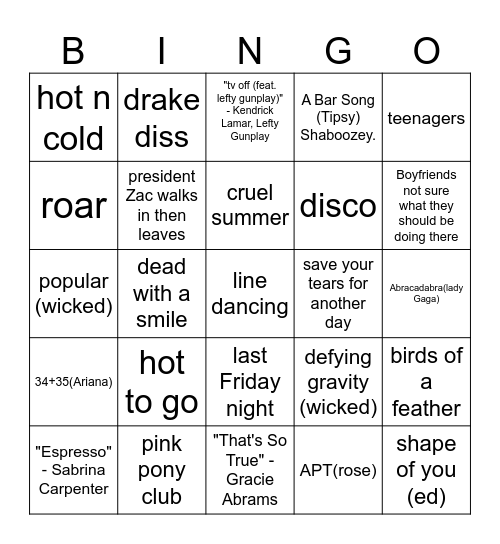 dance spring Bingo Card