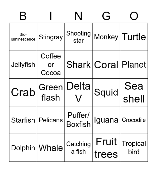 Delta V - Nature Bingo Card