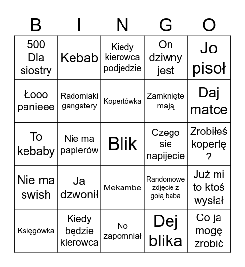 Daniel Bingo Card