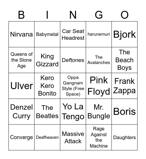 What music do we have in common? Bingo Card