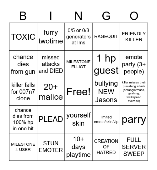 forgyattttt Bingo Card