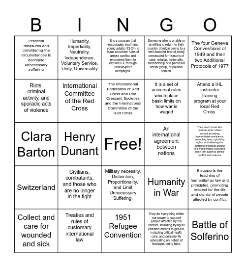 IHL Bingo Card