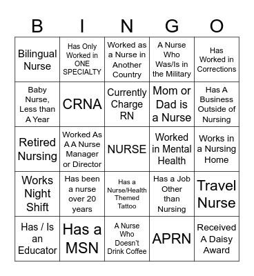 Nurse Gang At Sea Bingo Card