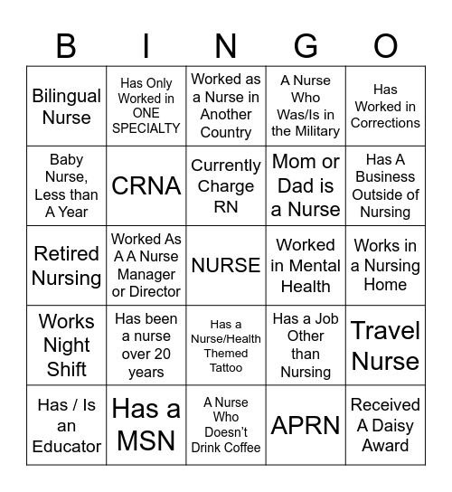 Nurse Gang At Sea Bingo Card