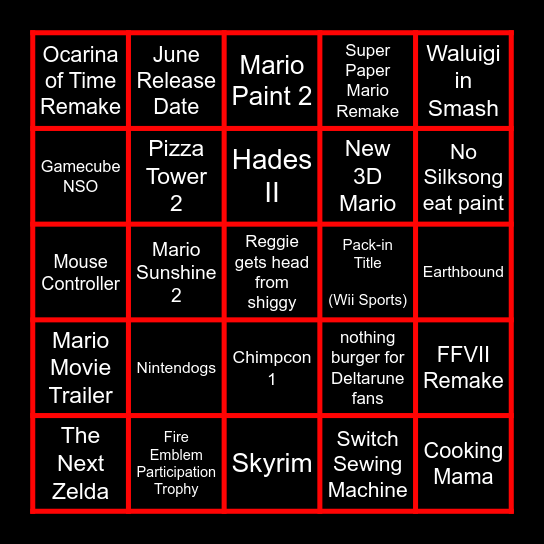 Switch 2 Predictions Bingo Card