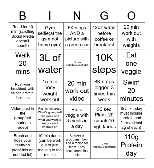 Ain’t no stopping us now Week 1 Bingo Card