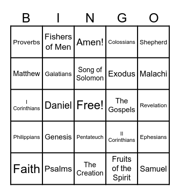 Bible Bingo Card