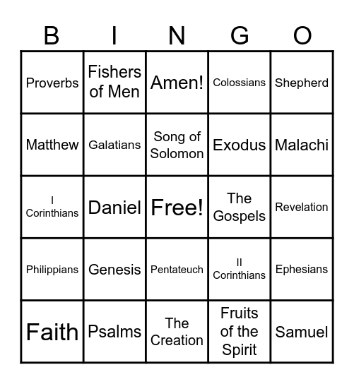 Bible Bingo Card