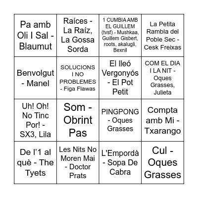 BINGO MUSICAL PiC's Bingo Card