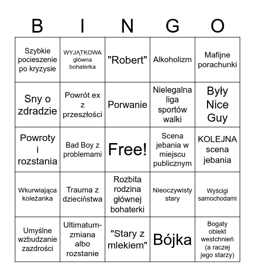 Super filmy Bingo Card