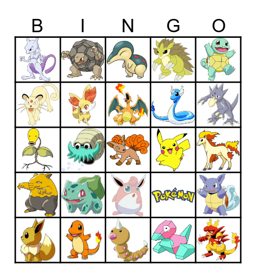 Pokémon Bingo Card