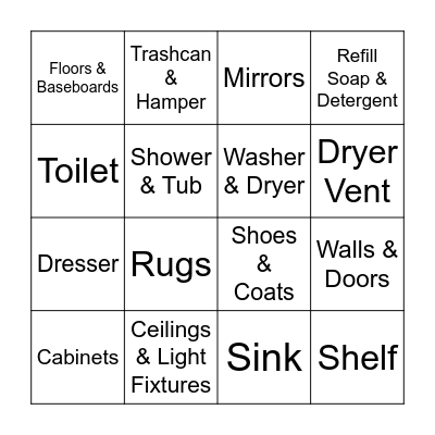 Bathroom & Laundry Room Bingo Card