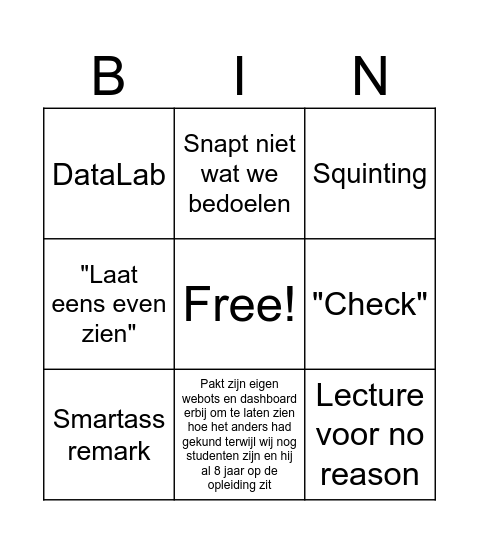 Mondeling bingo Card