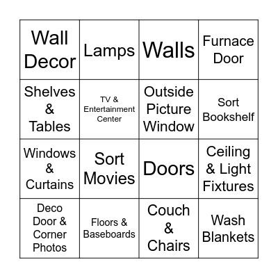 Living Room & Hall Bingo Card