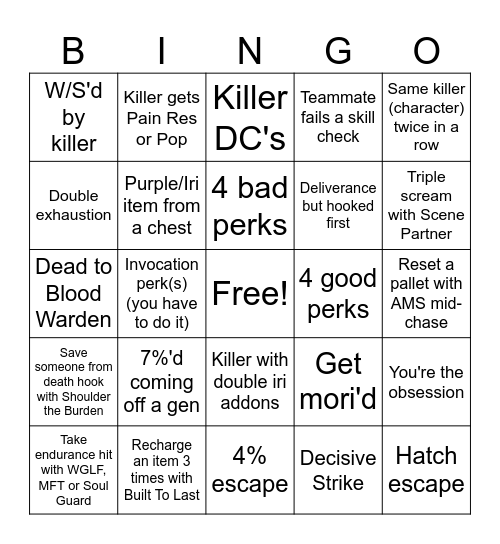 Connor's Bingo Card Bingo Card